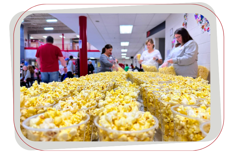 volunteers and popcorn